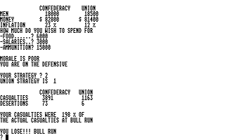 Civilwar atari screenshot